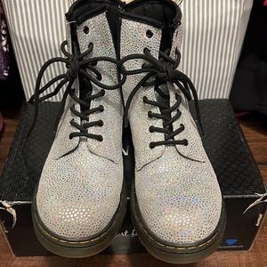 Silver glittery Dr. Martens in good condition!